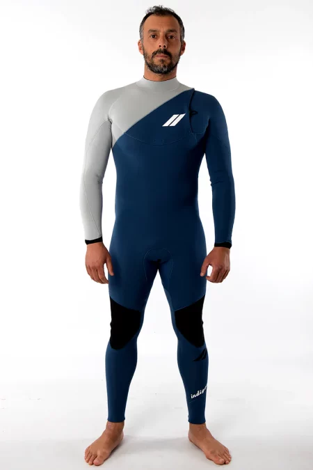 Neopreno Janga wetsuits modelo indigent color azul y gris 3'2mm vista frontal