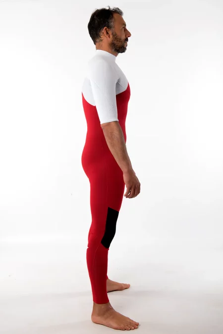 Neopreno Janga wetsuits Indigent manga corta rojo y blanco vista lateral derecha